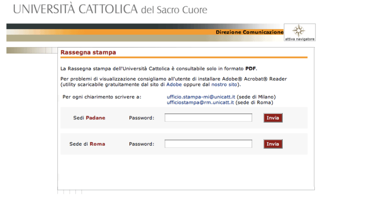 Sedi padane e sede romana UNICATT